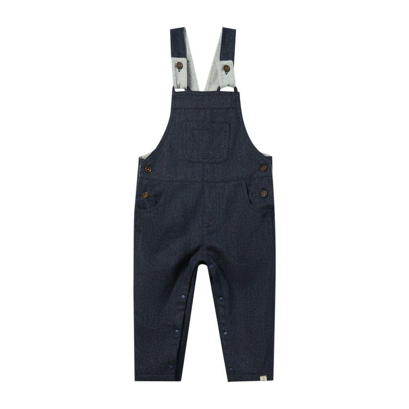 GENTRY Navy Tweed Woven Overalls