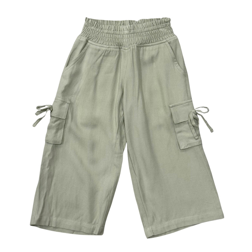 Girls Wide Leg Cargo Pant in Sage