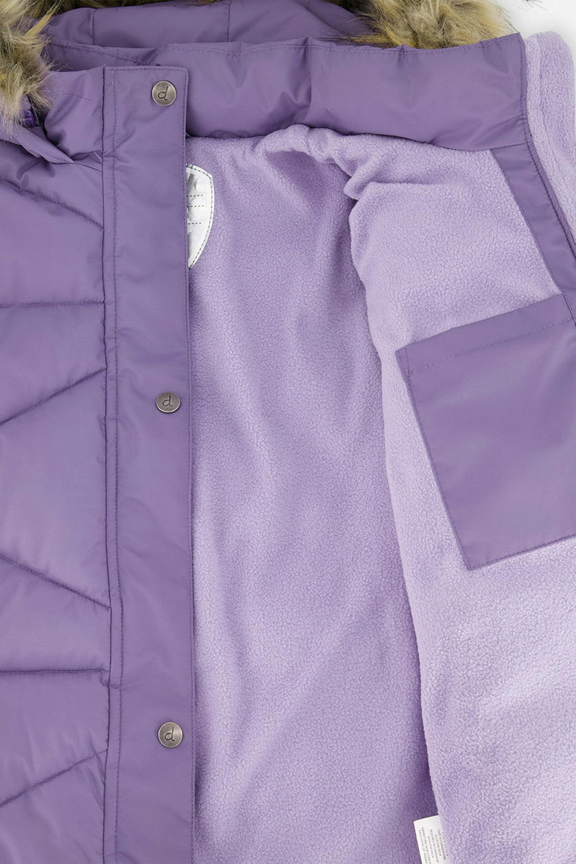 Long Winter Puffer Coat Violet