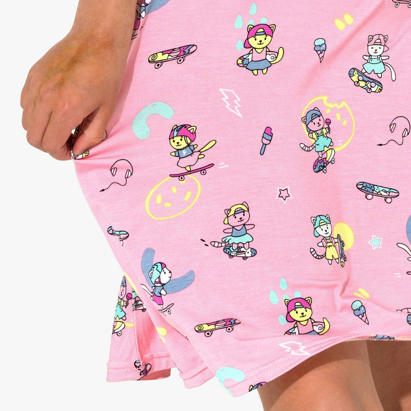 Skater Kitty Bamboo Girls' Short Sleeve Dress