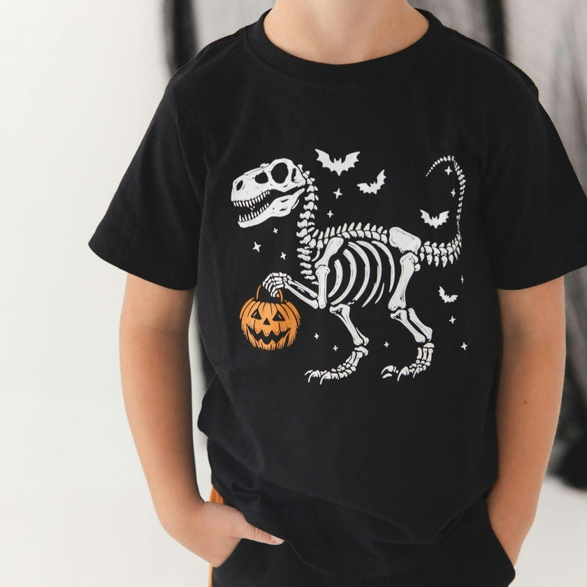 Dinosaur Skeleton Halloween Short Sleeve T-Shirt