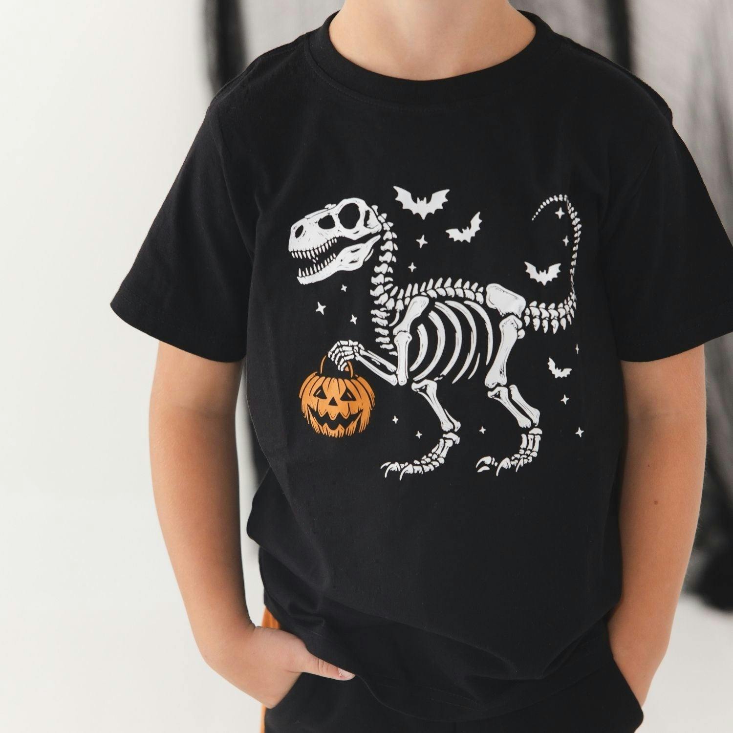 Dinosaur Skeleton Halloween Short Sleeve T-Shirt