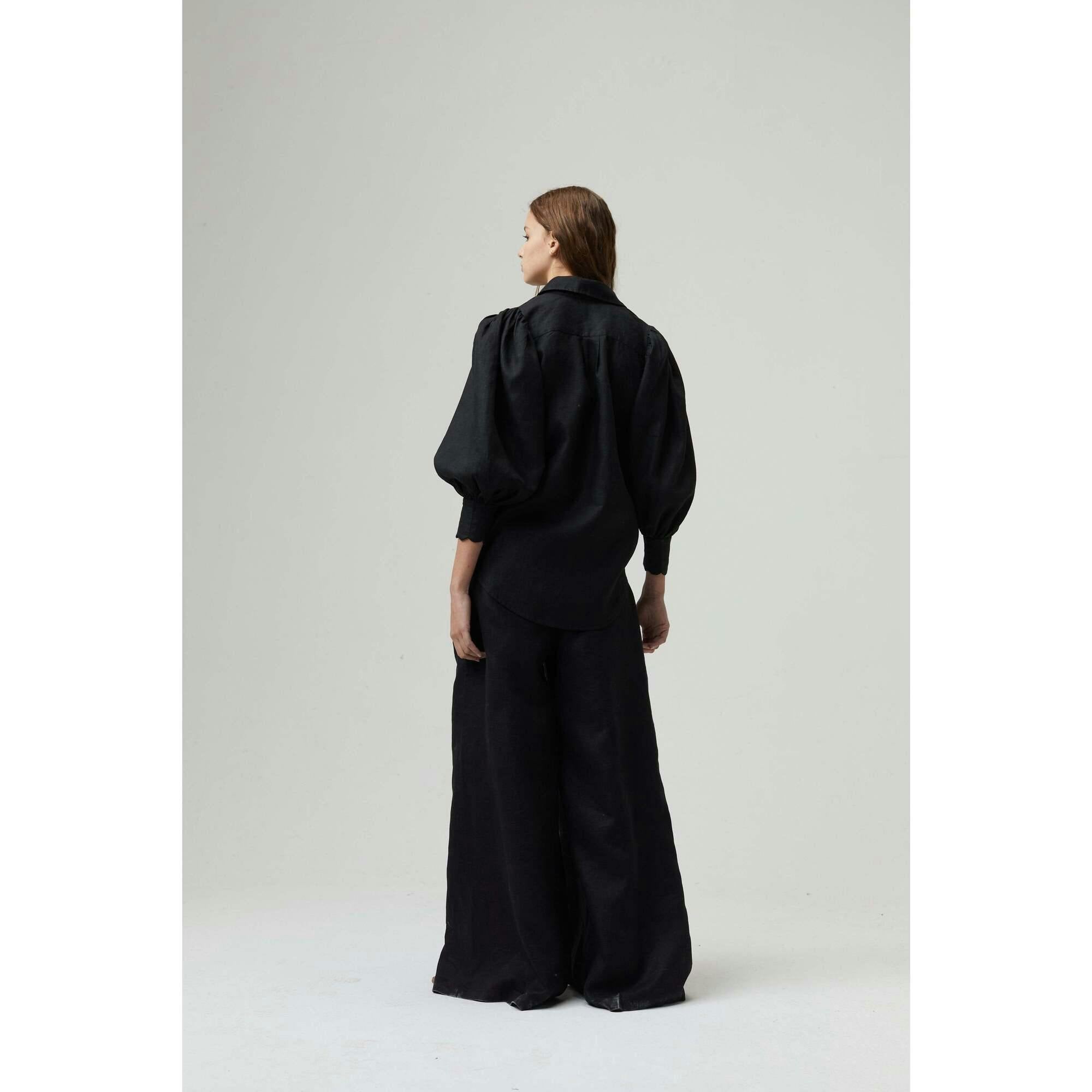 Cape Linen Pants - Black