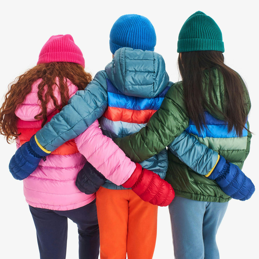 Kids stripe lightweight puffer jacket