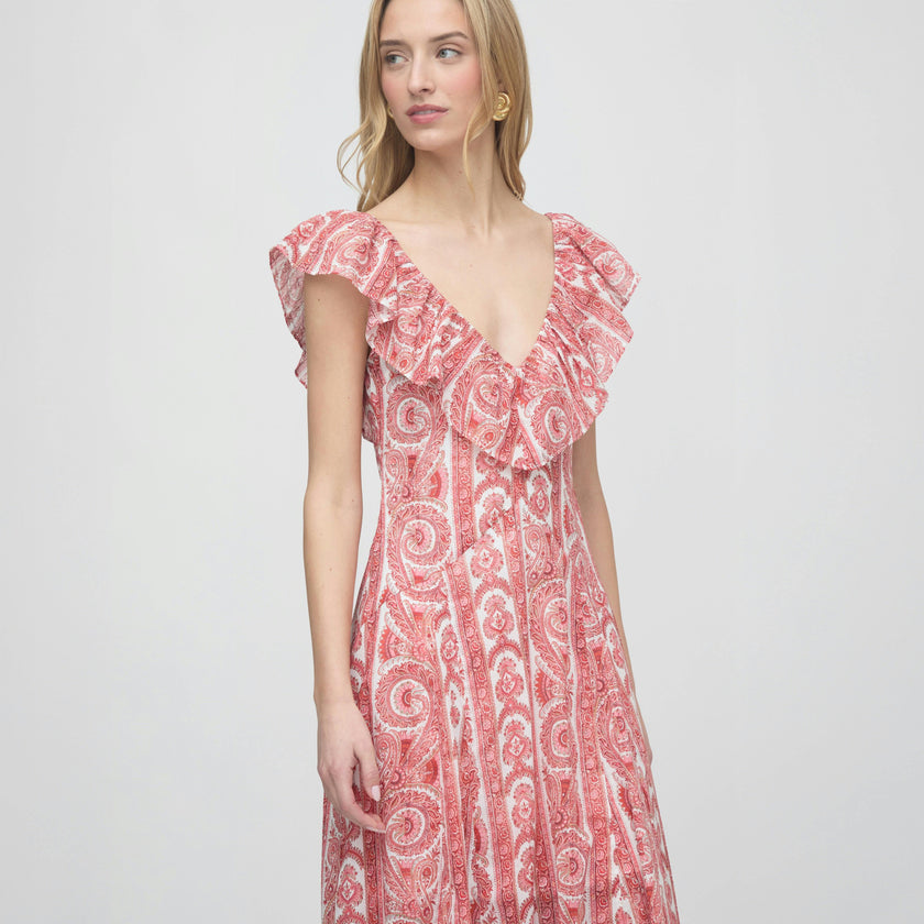 The Milani Dress - Coral Corsica Paisley