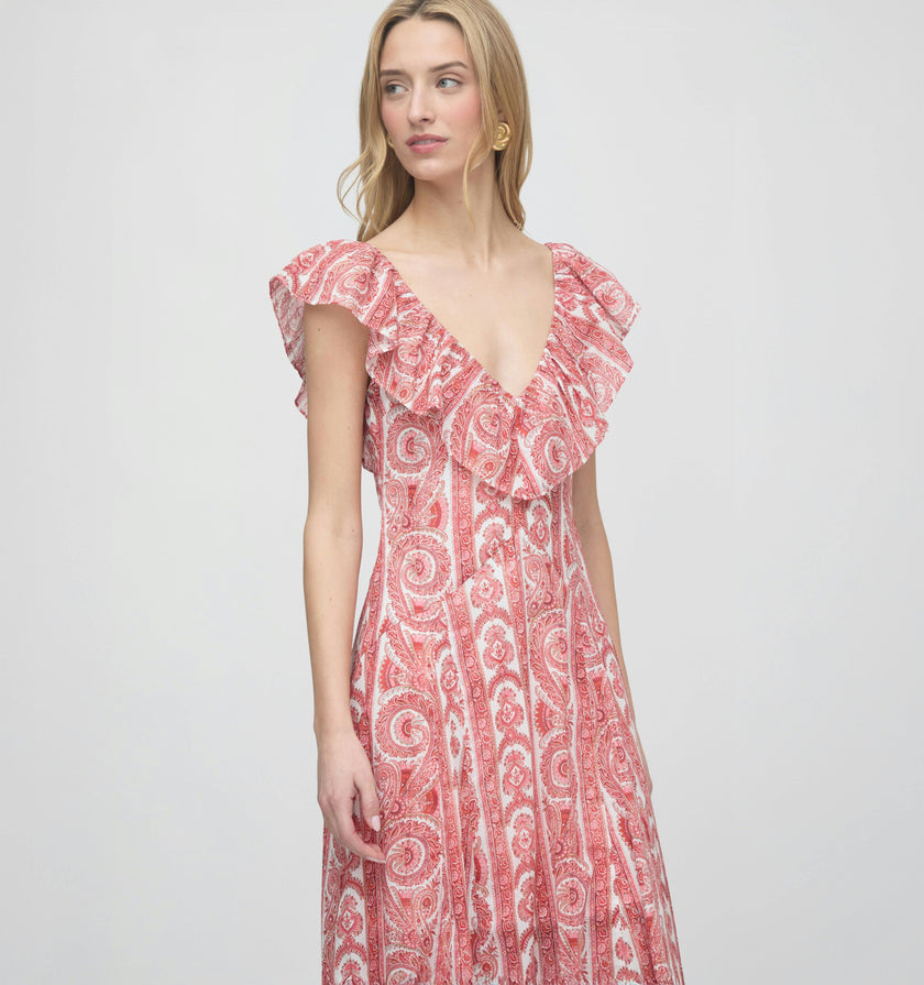 The Milani Dress - Coral Corsica Paisley