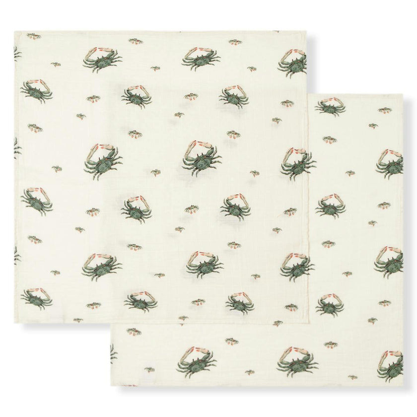Coastal Bamboo Muslin Two-Piece Burp Cloth Set