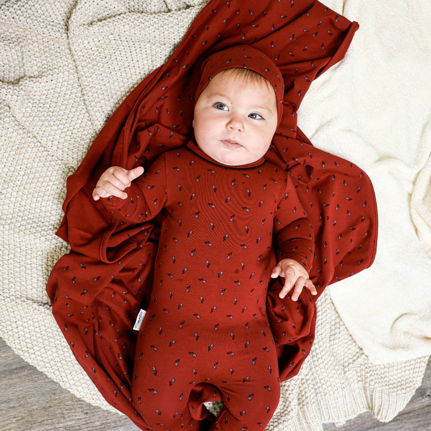 Winter Berries Round Neck Long Sleeve Footie