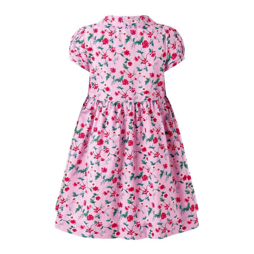 Pink Smocked Button-Front Dress
