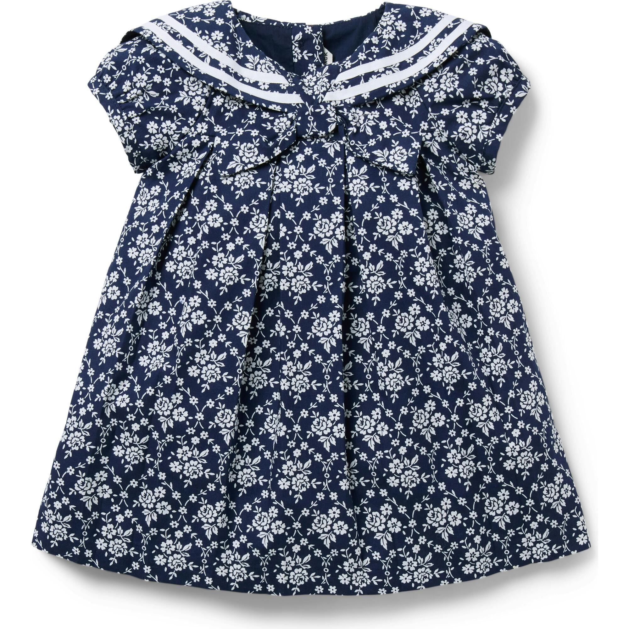 The Floral Sailor Baby Dress, Blue