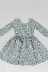 3/4 Sleeve Twirl Dress in Periwinkle Meadow