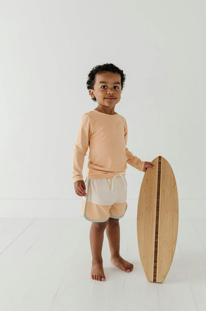 Boys Long Sleeve Rash Guard Swim Shirt in Desert Mist
