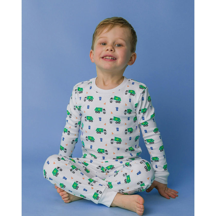 The Organic Long Sleeve Pajama Set [Recycling Trucks]