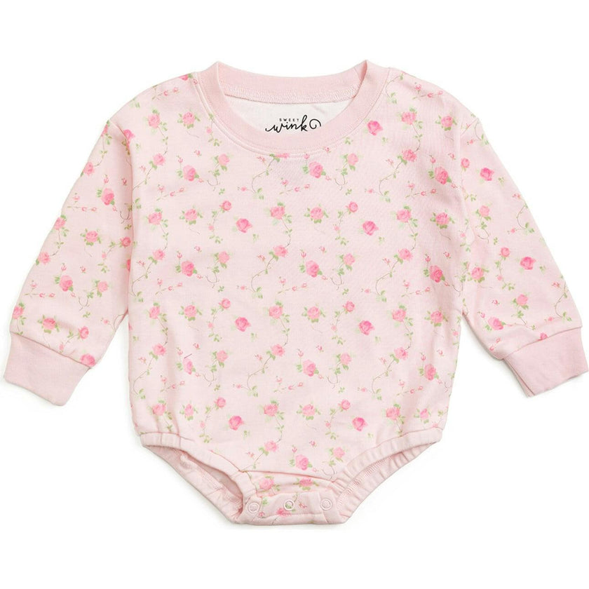 Pink Rose Long Sleeve Romper