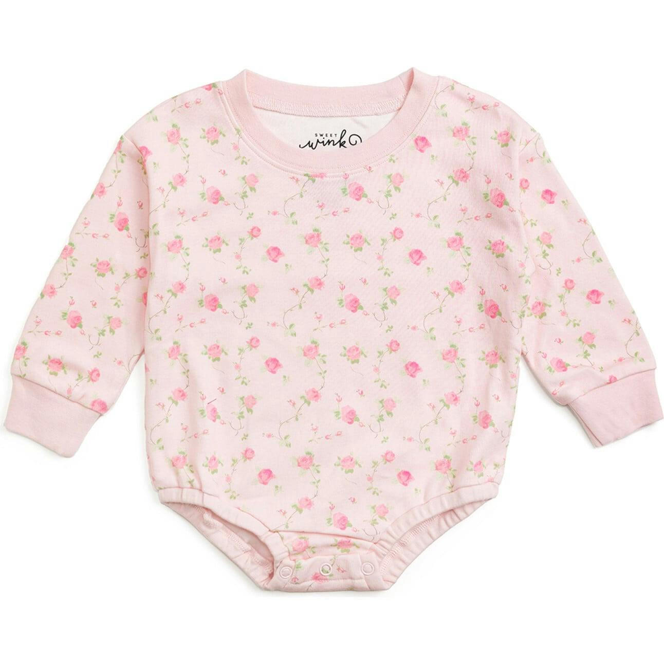 Pink Rose Long Sleeve Romper