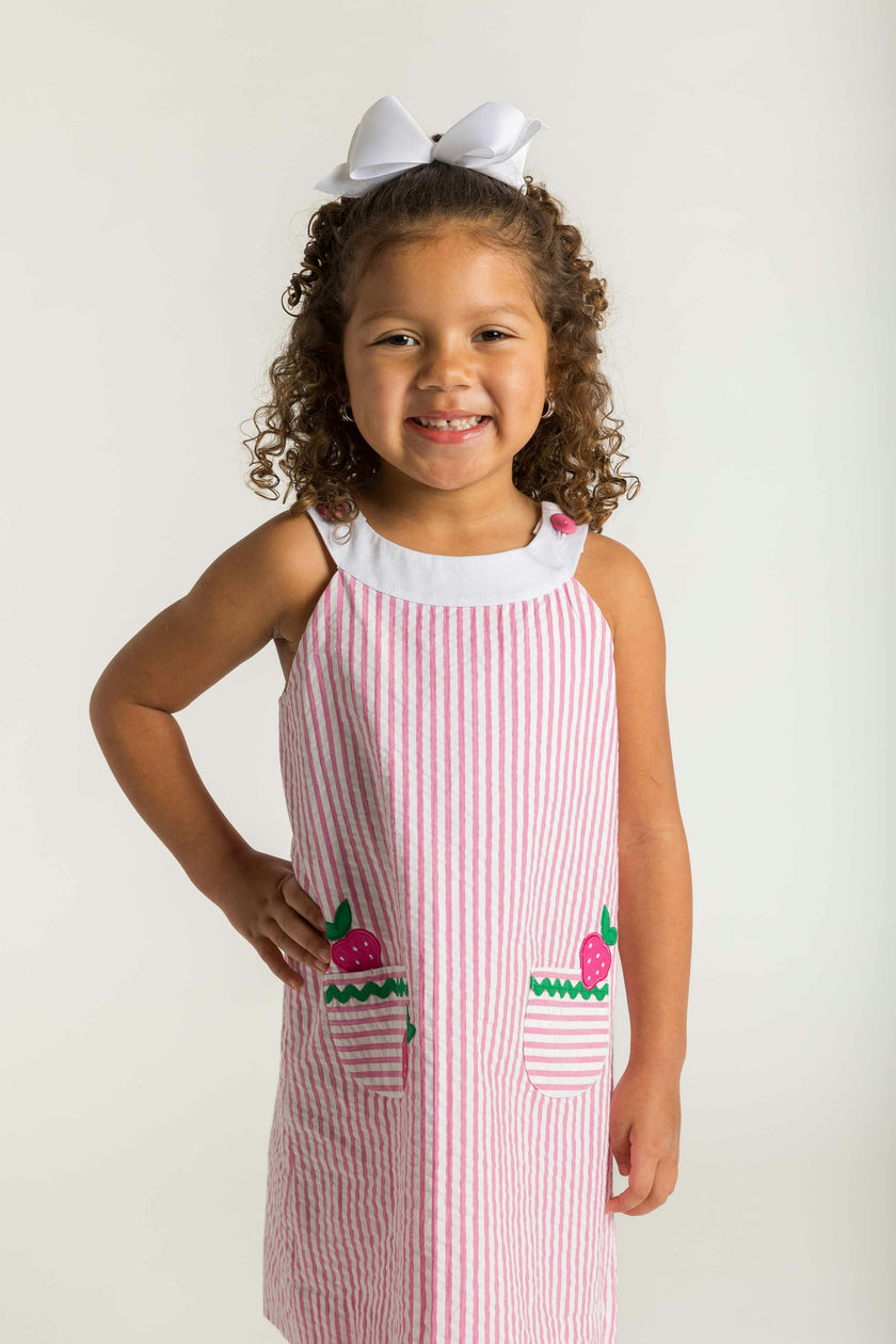 Seersucker Dress With Strawberries