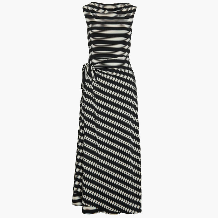 The Jayne Dress - Black/Ivory Stripe