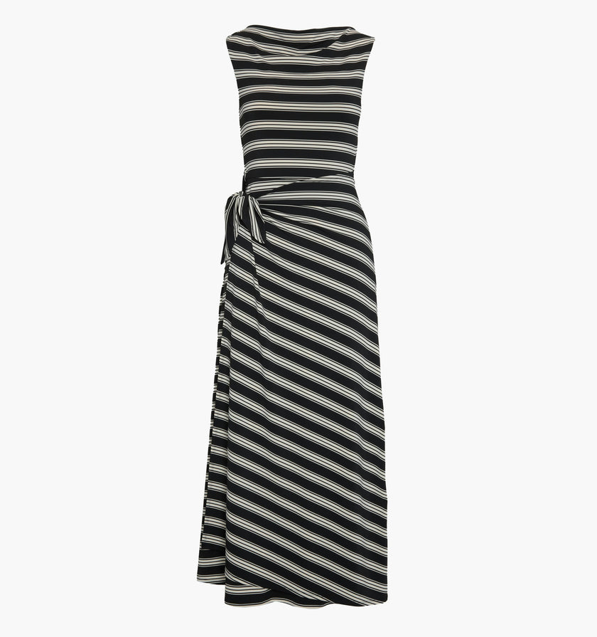 The Jayne Dress - Black/Ivory Stripe