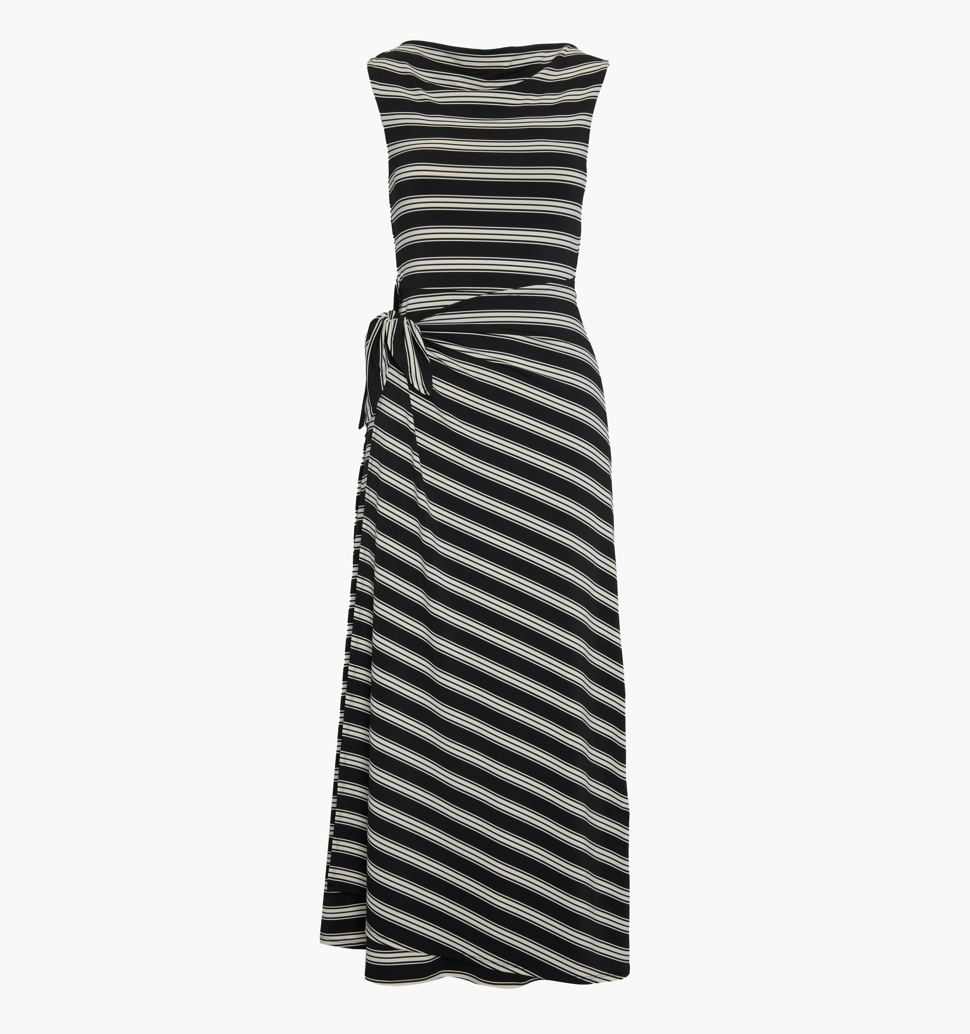 The Jayne Dress - Black/Ivory Stripe
