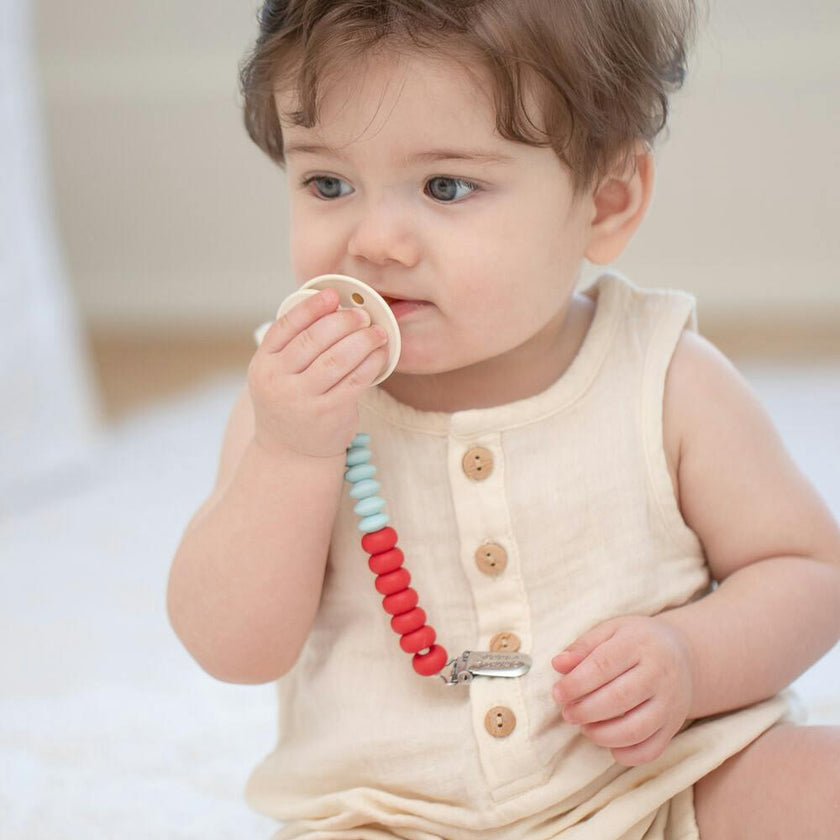 Cherry Duo Beaded Silicon Pacifier Clip