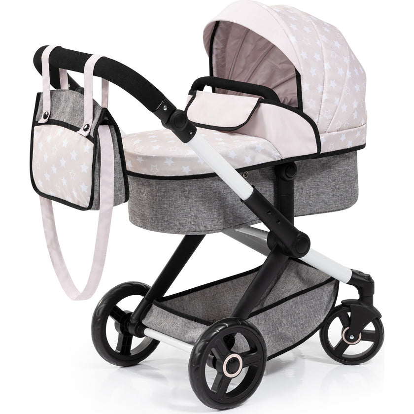 Bayer Design Dolls: Pram Xeo - Gray & White Stars