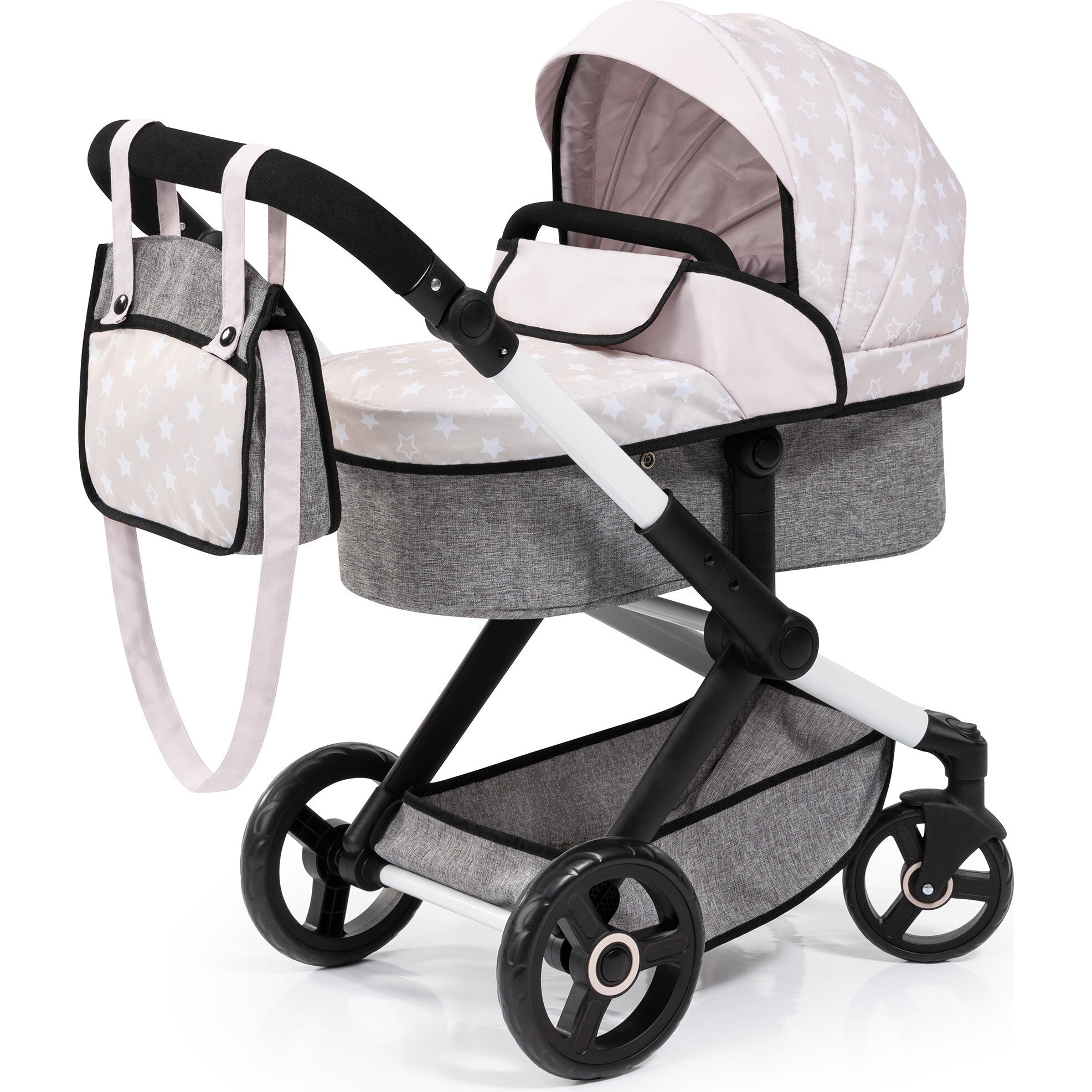 Bayer Design Dolls: Pram Xeo - Gray & White Stars
