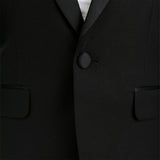 Black Peak Lapel Trim Wool Suit
