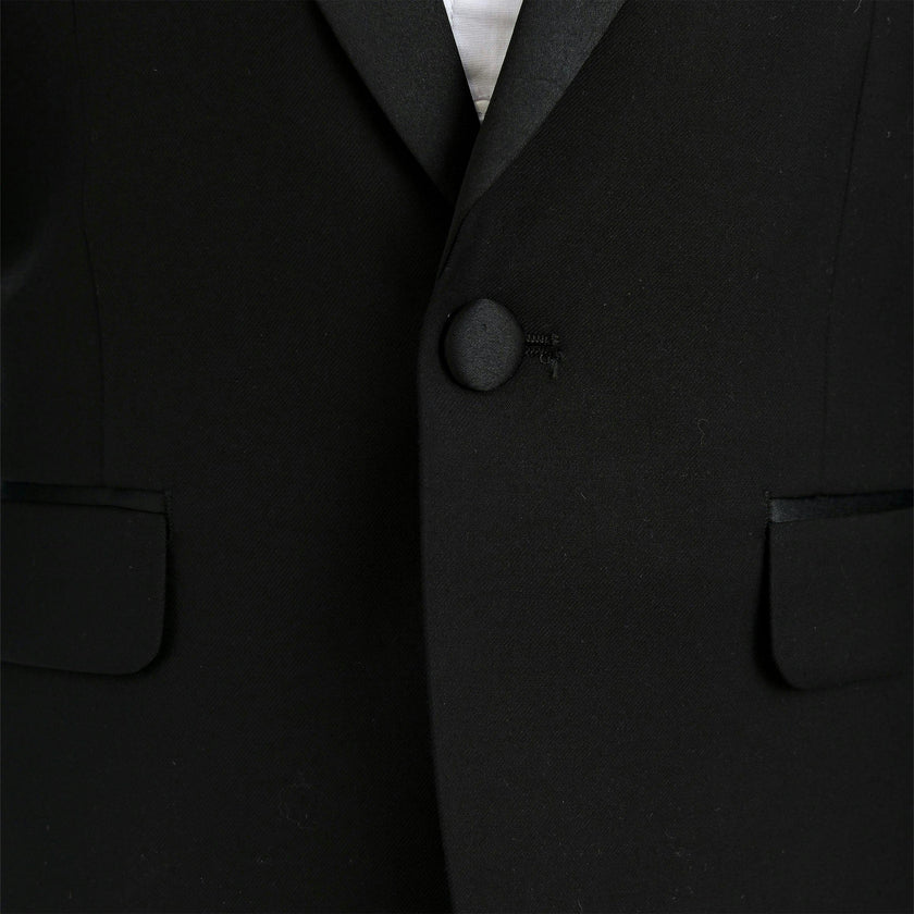 Black Peak Lapel Trim Wool Suit