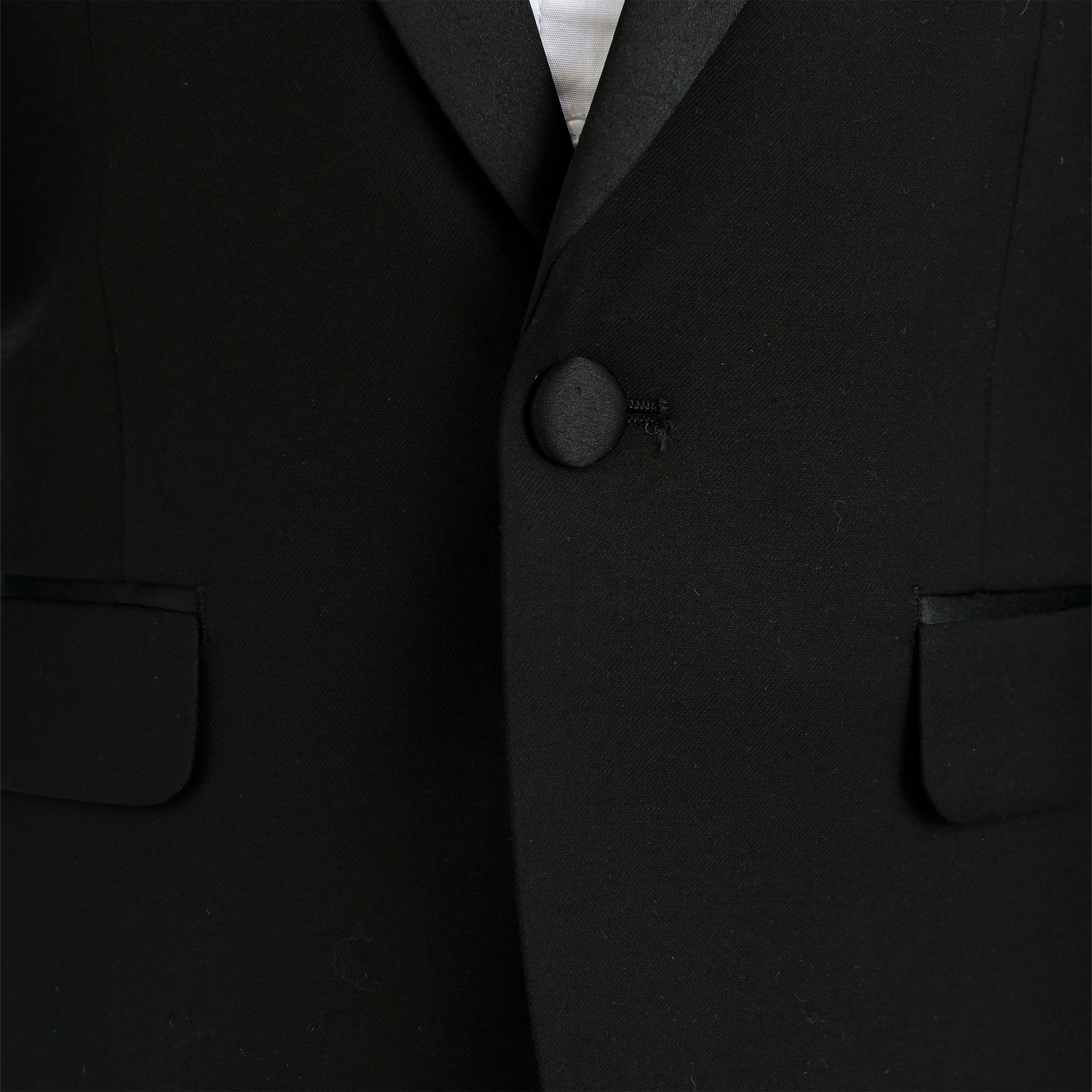 Black Peak Lapel Trim Wool Suit