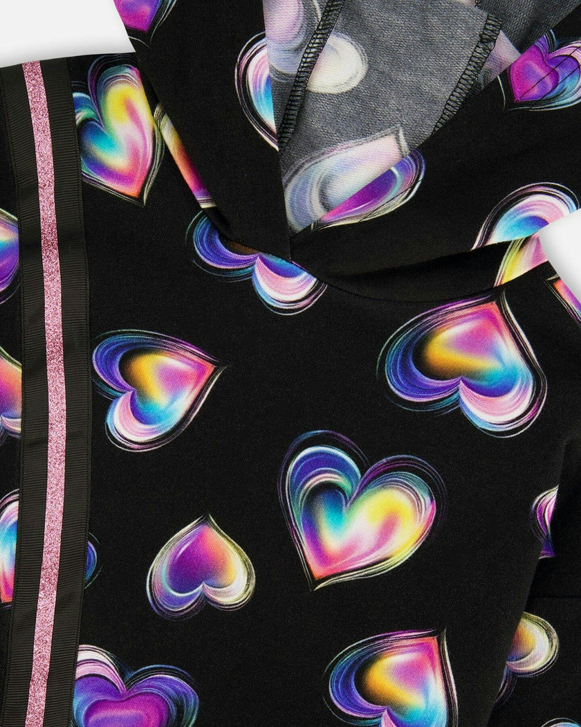 Hooded Fleece Dress with Trompe-L’Œil Bag Detail