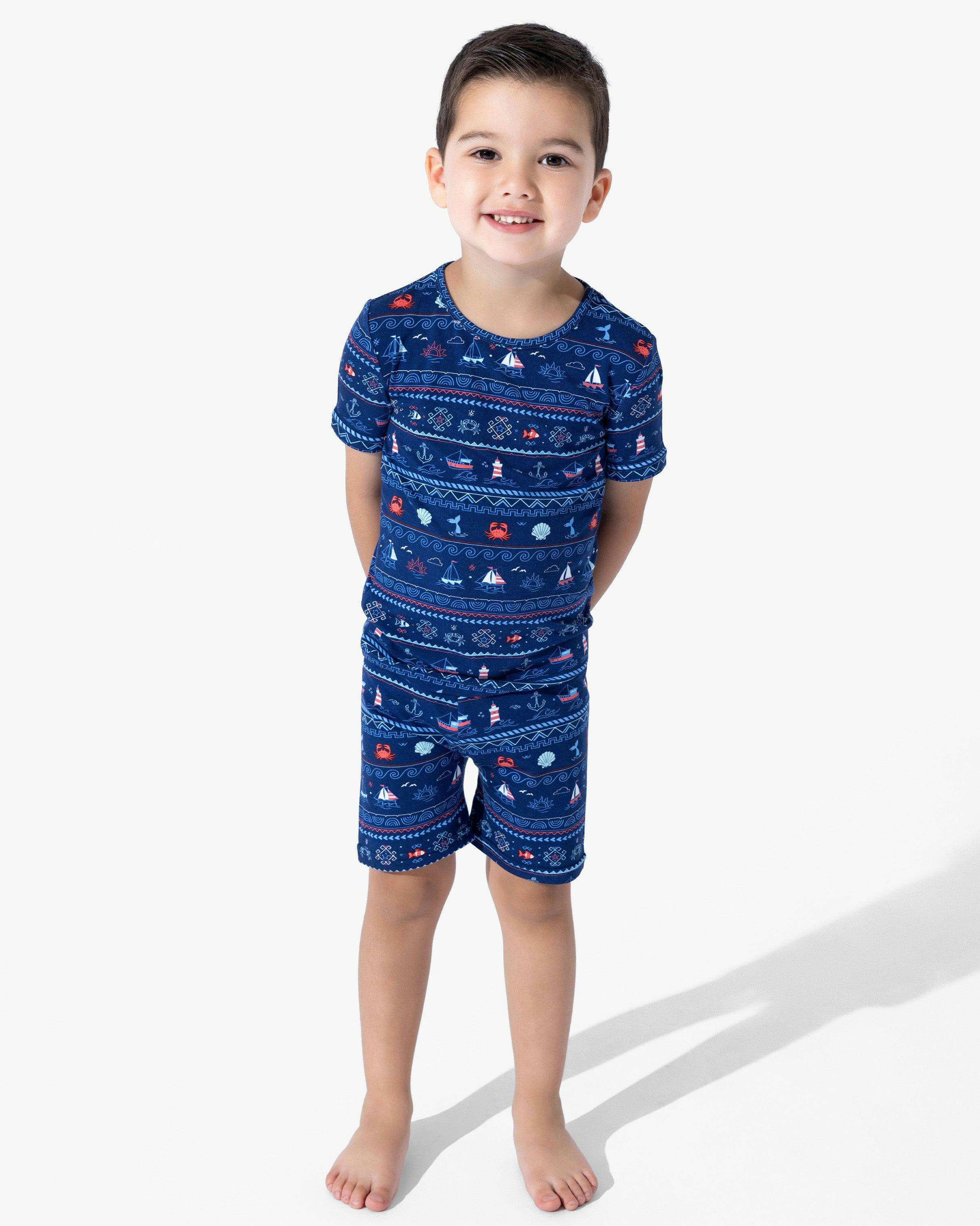 Sail Away Fair Isle Bamboo Kids Pajama Short Set