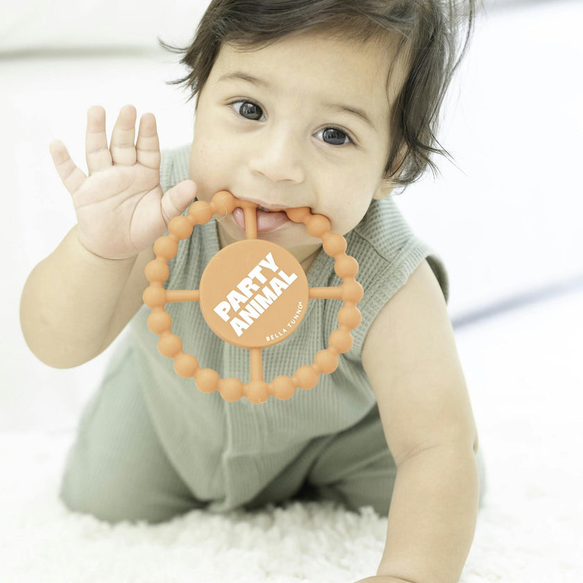 Party Animal Beaded Round Grip Silicon Teether