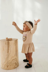 Girl's Bodysuit Dress Set Winter Floral