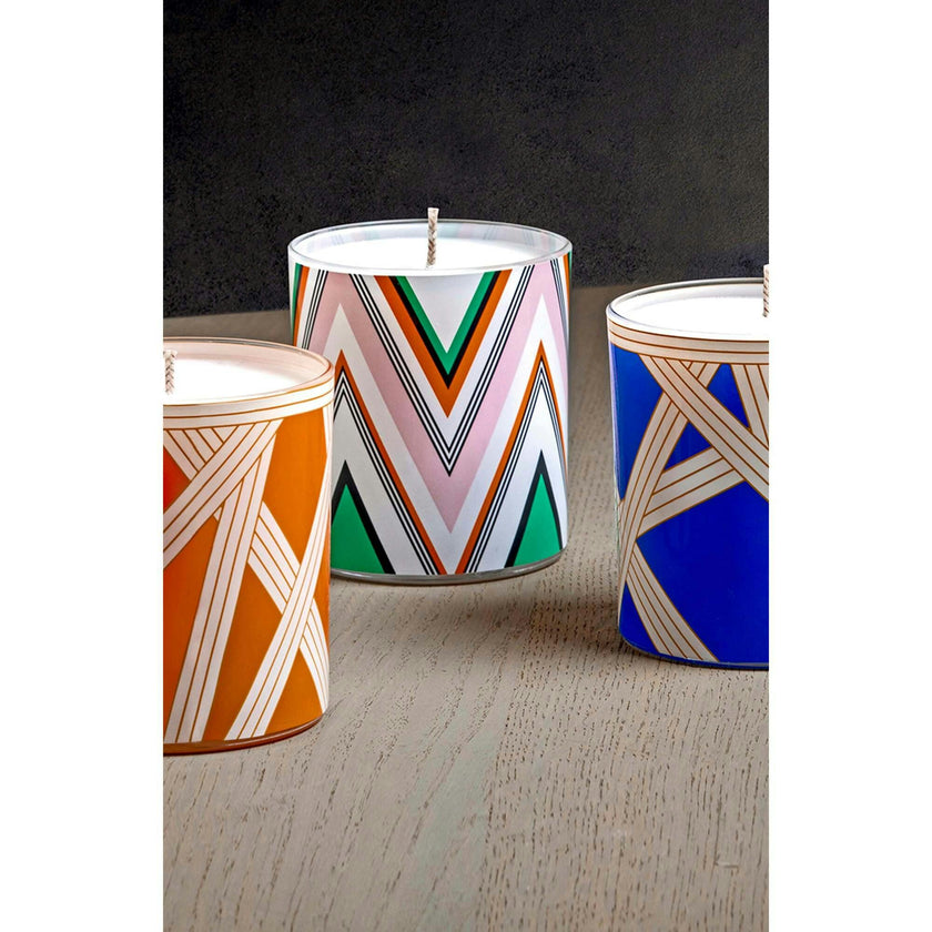 Scented Candle Nastri 220Gr  Bicolore 2 Blue Diam. 3.3"