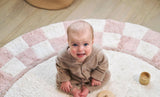 Checkered Charm Washable Round Organic Cotton Rug