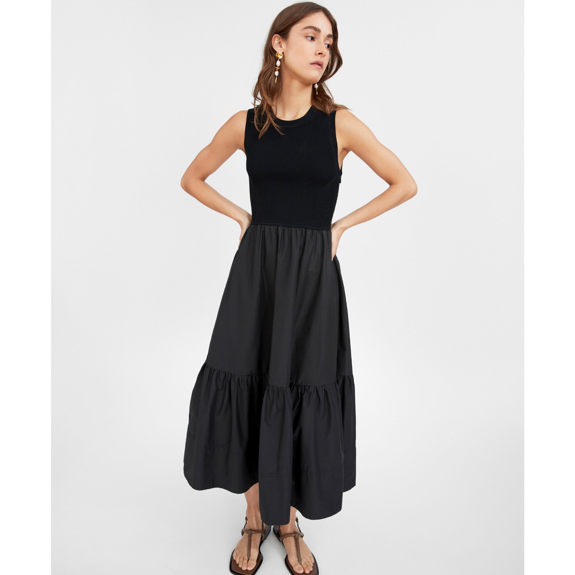 Women's Crew Neck Josephina Dress, Black