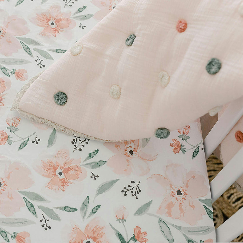 Parker Fitted Crib Sheet (Pink Floral)