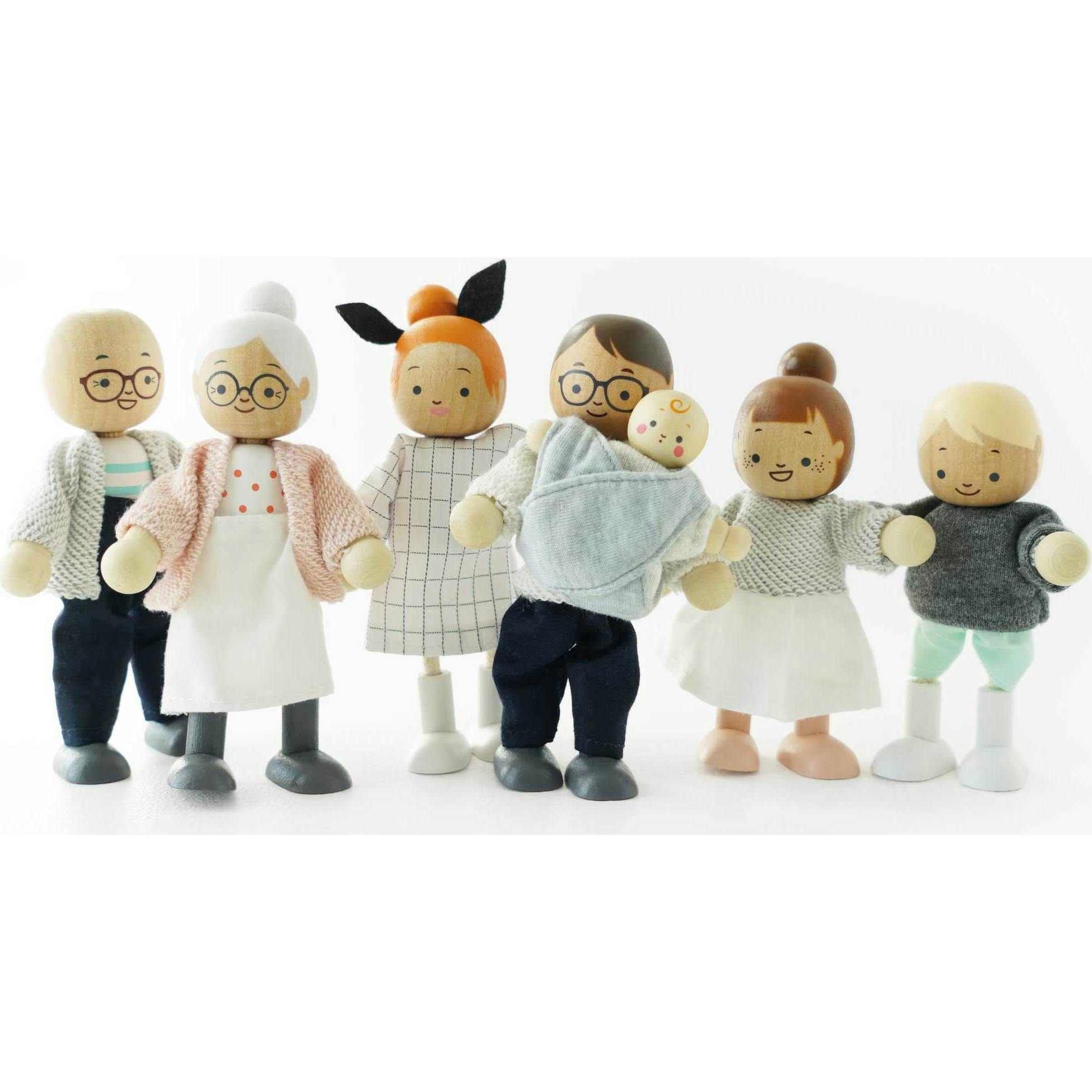 Wooden Dolls House Family