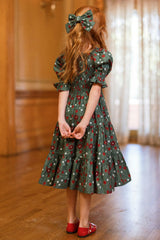 Mini Madeline Maxi Dress in Evergreen Merry Ditsy