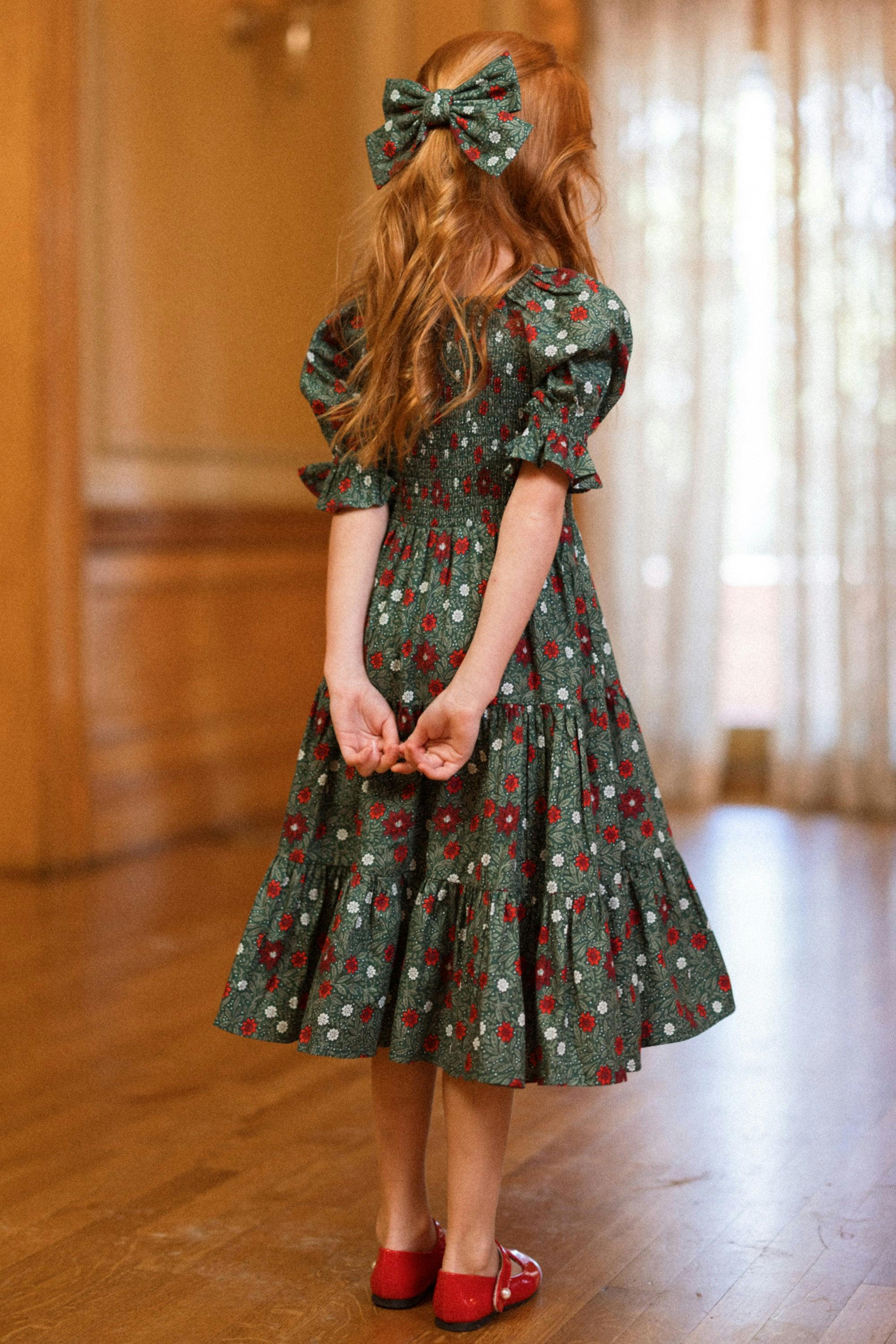 Mini Madeline Maxi Dress in Evergreen Merry Ditsy