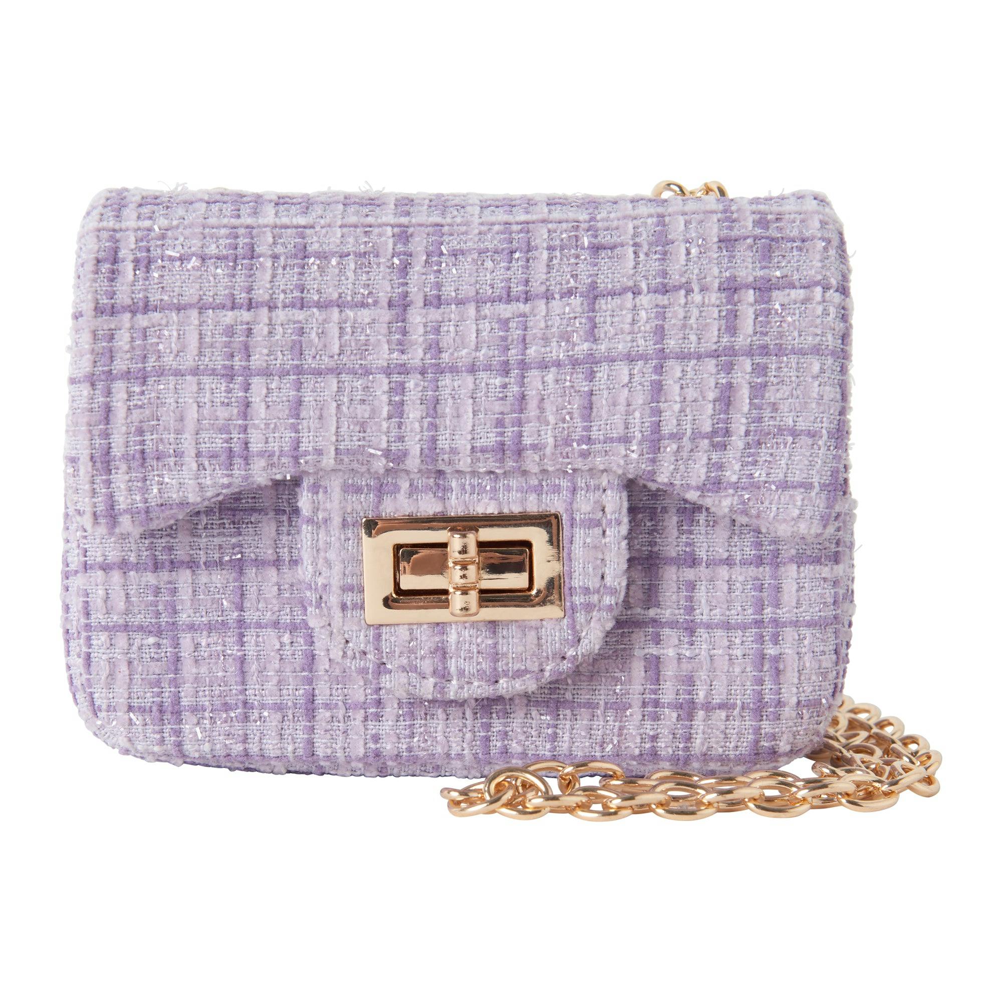 Lavender Tweed Cross Body Bag