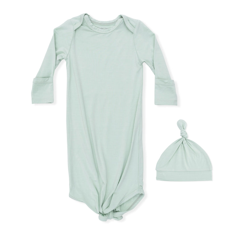 Solid Cameo Green - Knotted Gown and Hat