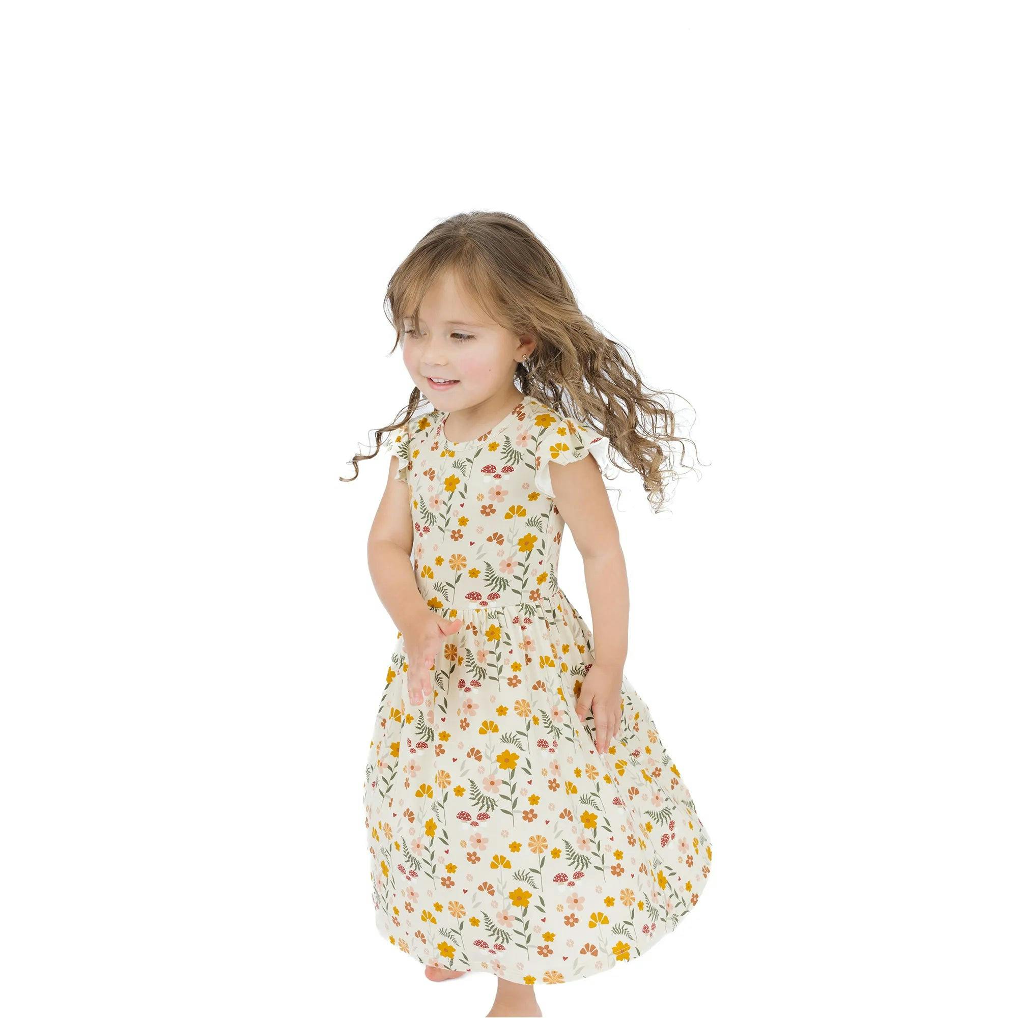 Toadstool Garden Short Sleeve Bamboo Twirl Dress