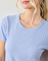 Pointelle Short Sleeve Tee - Misty Blue