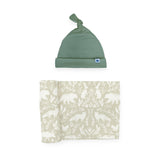 Stretch Knit Swaddle and Hat Set - Folk Fauna
