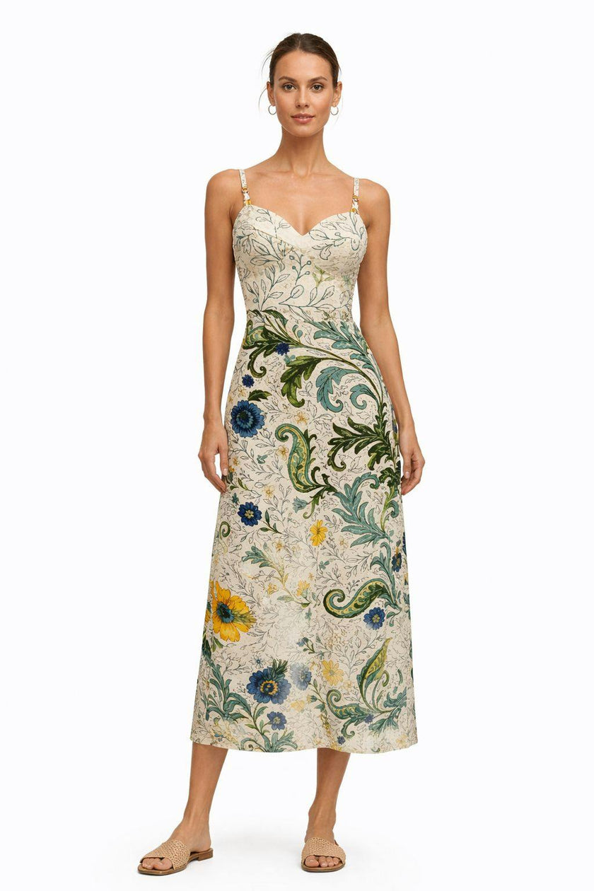 Lauren Multi Floral Daisy Midi Dress