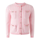 Pink Houndstooth Cardigan