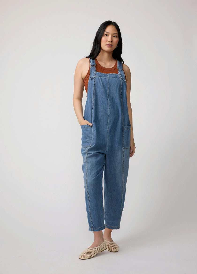 Ankle Tapered Leg Denim Maternity Overall