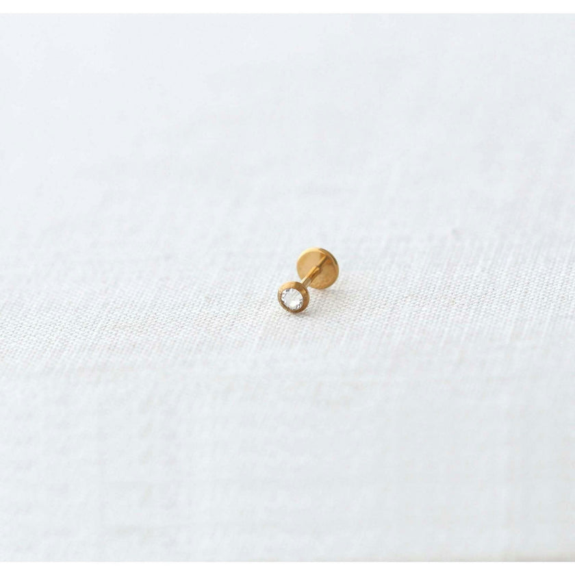 Classic Bezel Crystal Titanium Flat Back Stud Earring