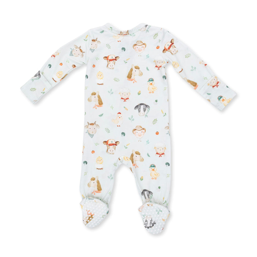 Baby Farm Faces - 2 Way Zipper Footie
